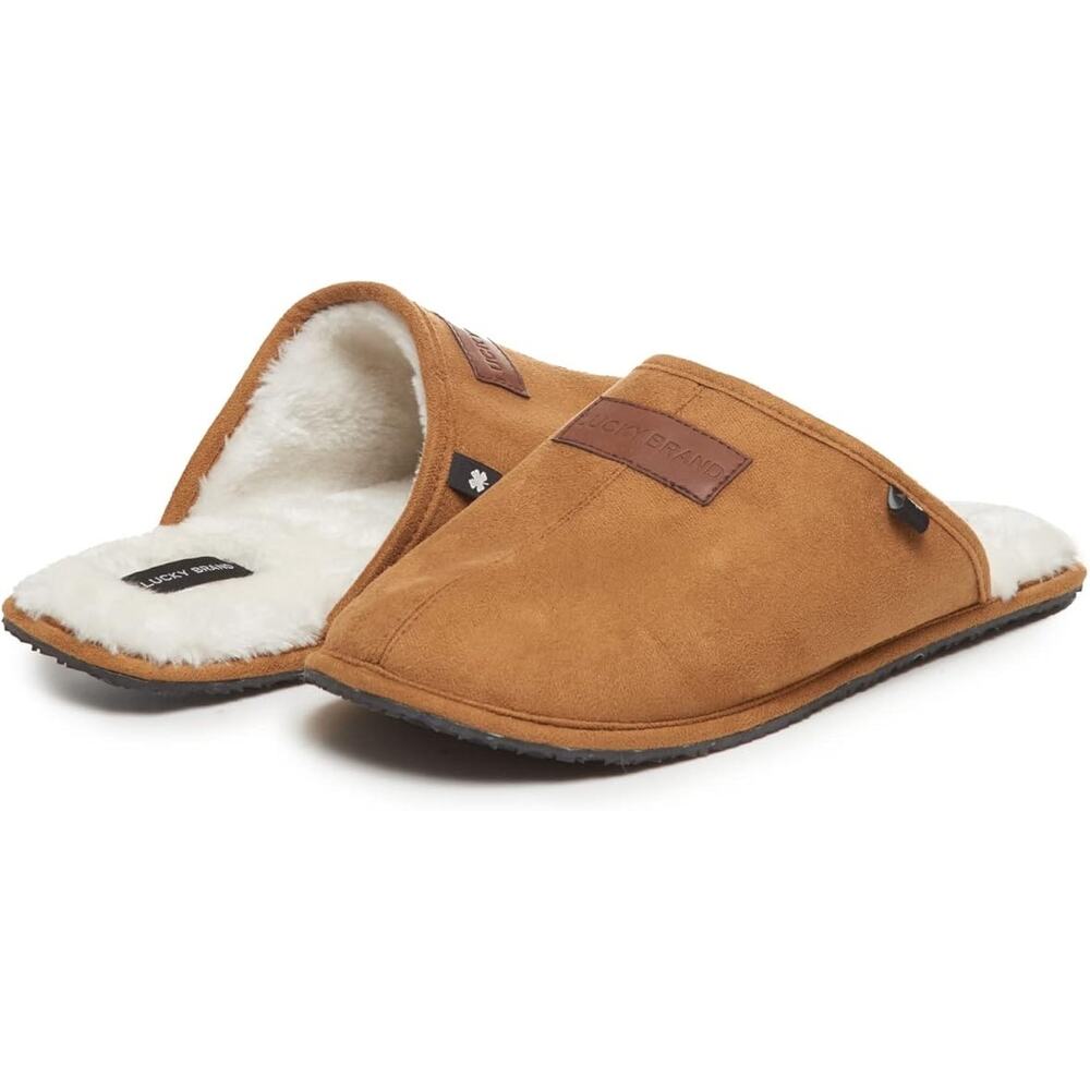 NEW Lucky Brand | L 11-12 | Men's Tan Microsuede Plush Lined Scuff Home Slippers
